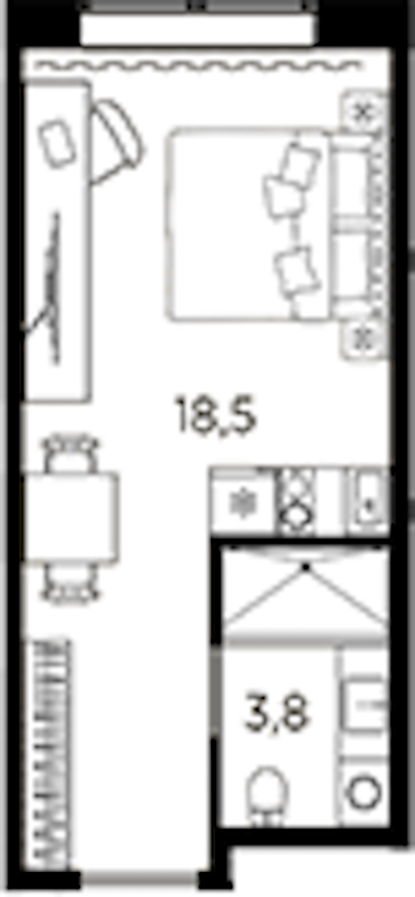 Квартира студия 22.3 м², 9/13 эт., ЖК «AVENIR Industrial»